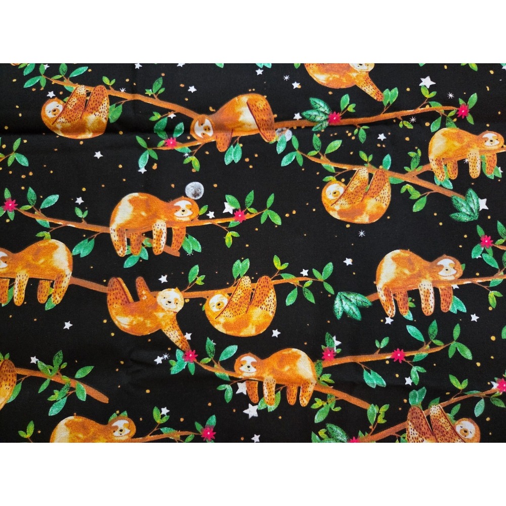 Vintage Joann Sleepy Sloths Novelty Quilting Fabric 1 1/3 Yard 44x52